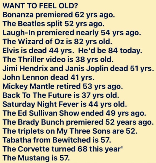 Feeling Old - a list of historical events from the 60s and 70s