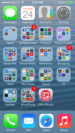 iPhone Home Screen With Folders