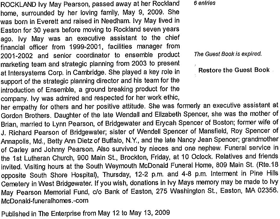 Spencer Obituary