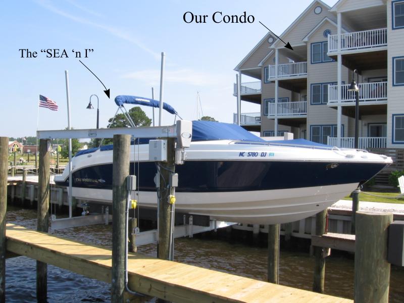 Our condo as seen from the dock by our boat