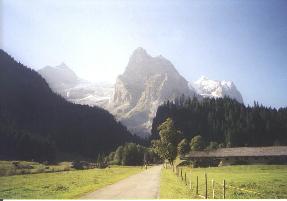 Photo of the Rosenlaui glacier beside the Wetterhorn mountain