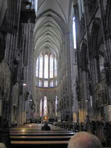 Inside is cavernous with a 130 foot high ceiling.  The lower part was built in the 12th century, the upper in the 14th.