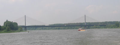 A typical suspension bridge across the Rhine