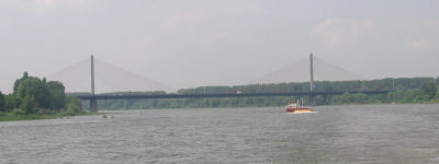 A typical suspension bridge across the Rhine