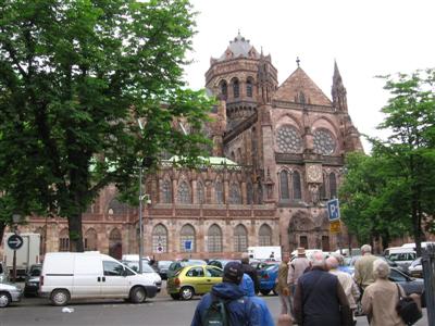 The Cathedral at Strasbourg:  Gothic on the left and Roman on the right, built from 1170-1432