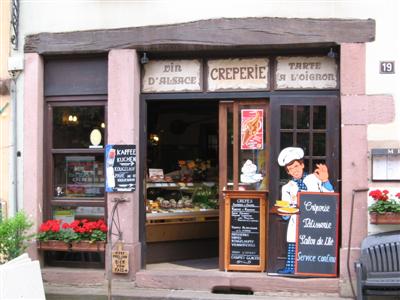 One of many colorful storefronts