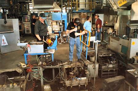 Shaping and blowing glass at Waterford