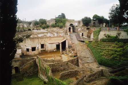 View of excavated Pompeii